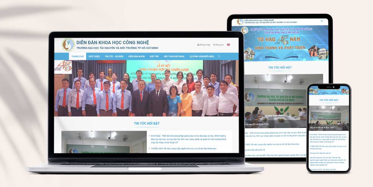 Thiết kế web giáo dục, trường học - Website diễn đàn KHCN Trường ĐH Tài Nguyên & Môi Trường TP HCM