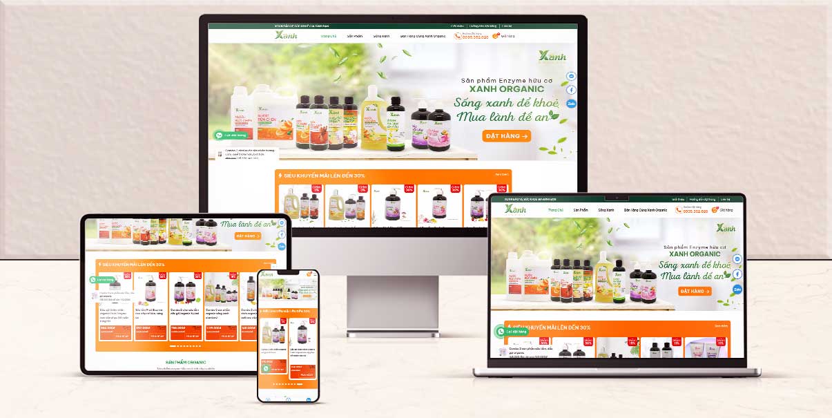 Website bán hàng sản phẩm thiên nhiên organic - công ty Xanh Organic Việt Nam
