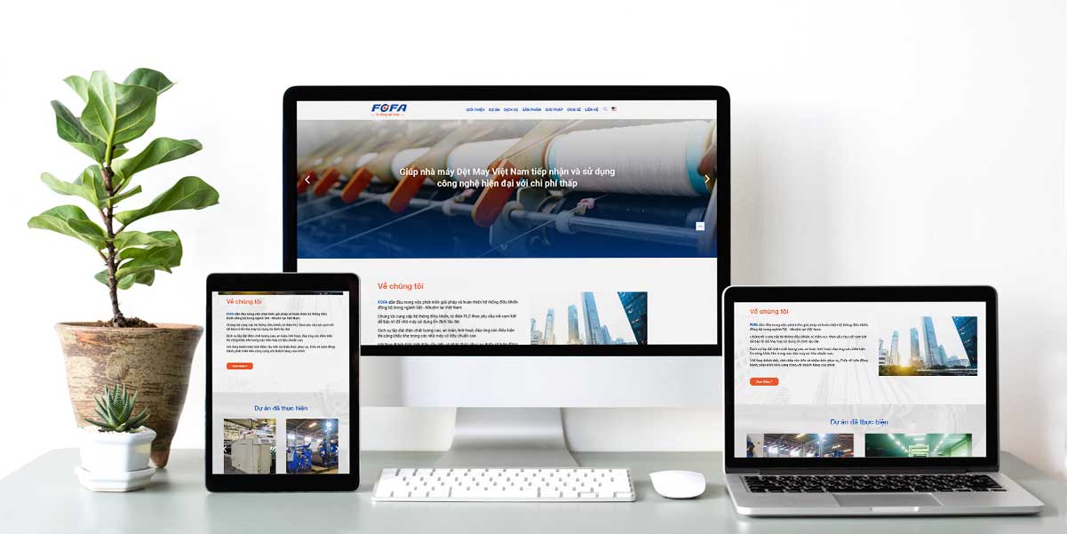 Thiết kế web công ty tự động hóa, Website ngành cơ khí tự động dệt may công ty FoFa